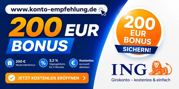 ING Girokonto mit 200 Euro Bonus sichern